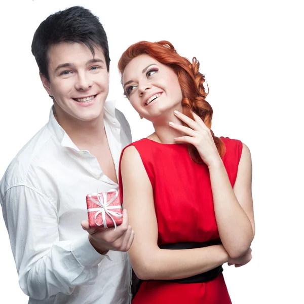 Young smiling couple on valentines day — Stock Photo, Image