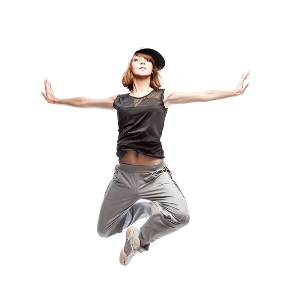 Танцующая хип-хоп женщина — стоковое фото
