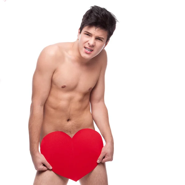 Funny naked young man — Stock Photo, Image