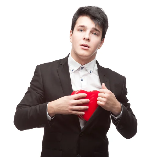Young funny business man on valentine's day — Stock Photo, Image