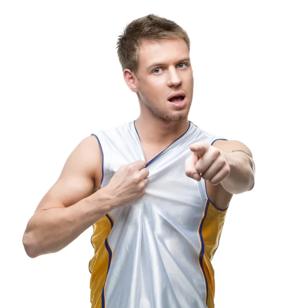 Agressive young basketball player — Stock Photo, Image