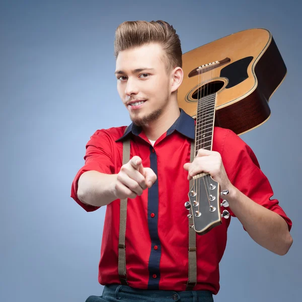 Retro guitar player — Stock Photo, Image