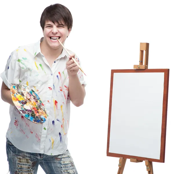Šťastný malíř — Stock fotografie