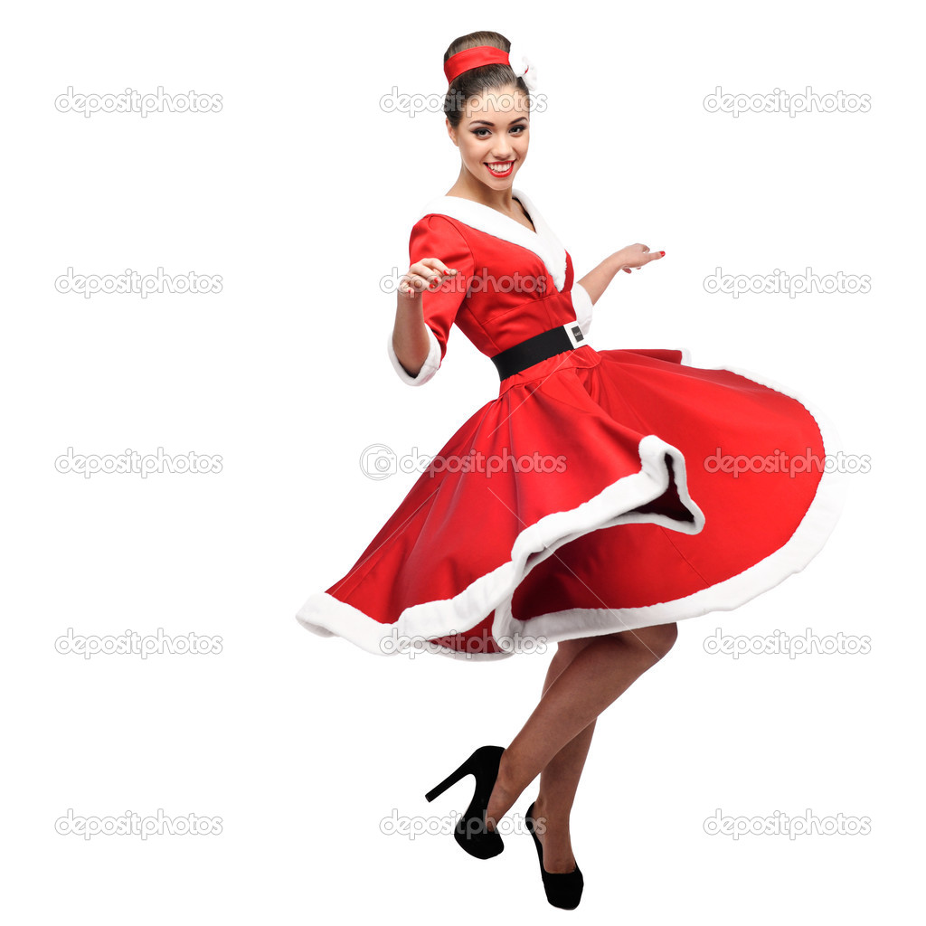 cheerful dancing retro girl