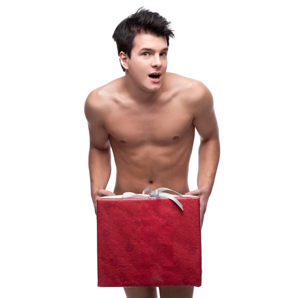 Funny naked young man — Stock Photo, Image