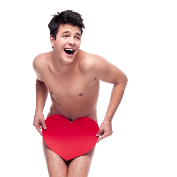 Funny naked young man — Stock Photo, Image