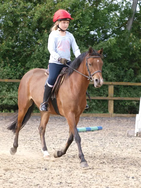 Giovane ragazza godendo di equitazione Foto Stock Royalty Free