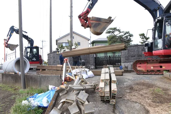 Een Scène Van Werkplaats Bouwen Van Wegen — Stockfoto