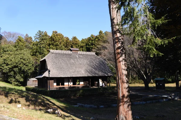 Dach Strzechaty Zamożnego Rolnika Wybudowanego 1804 Roku Okresie Edo Japonii — Zdjęcie stockowe
