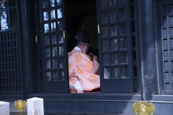 Scene Priest Japanese Shrine — Stock Photo, Image