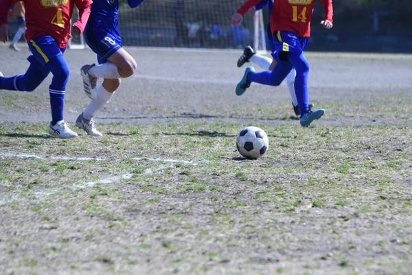 Scena Męskiego Turnieju Piłki Nożnej Stadionie Sportowym — Zdjęcie stockowe