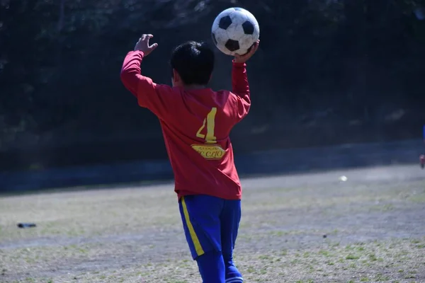 Szene Eines Jungen Fußballturniers Sportpark Stadion — Stockfoto