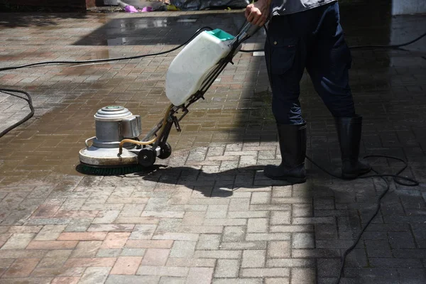 Scene Tile Cleaning Work Site — Stock Photo, Image