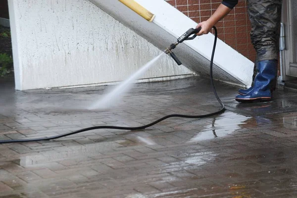 Scene Tile Cleaning Work Site — Foto Stock