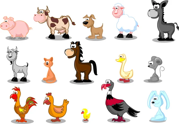 Gran conjunto de mascotas en la granja — Vector de stock