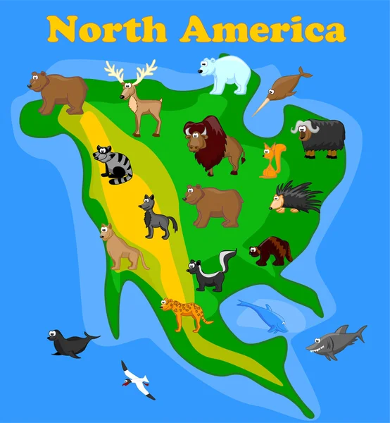 Kuzey Amerika'nın hayvanları — Stok Vektör