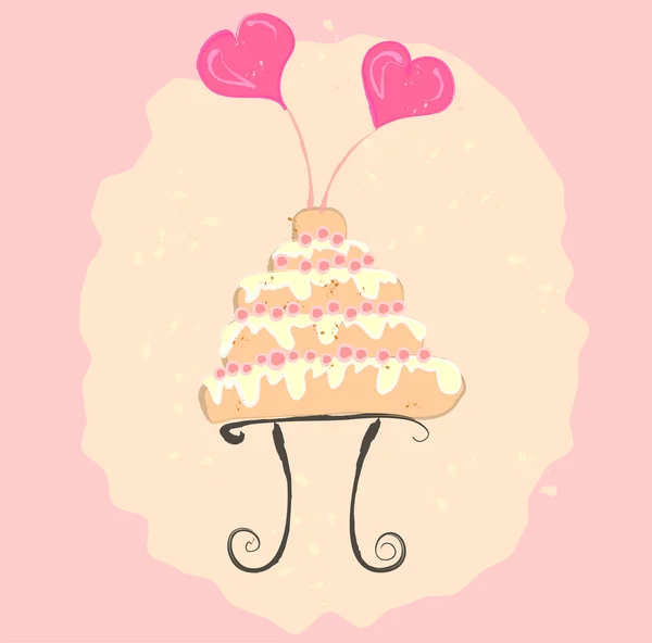 Sevgililer günü doğum günü pastası — Stok Vektör