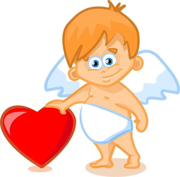 Cupid met een hart voor Valentijnsdag — Stockvector
