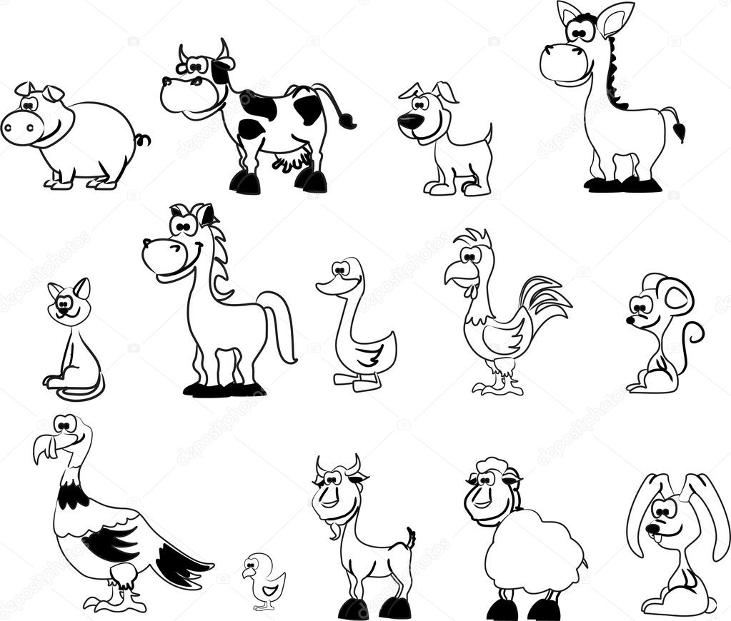 Vector set of different cute animals