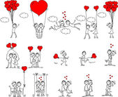 Valentine doodle chlapec a dívka, vektor