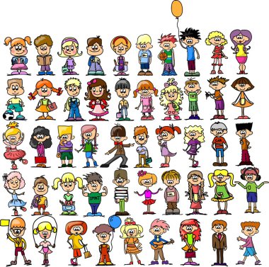 sevimli çizgi mutlu çocuk