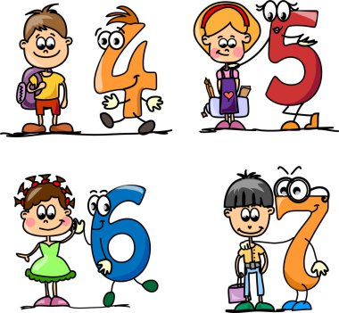 karikatür numaraları ve çocuk