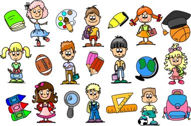 sevimli çizgi mutlu çocuklar