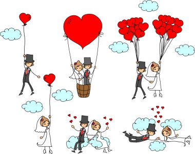 Düğün resim, gelin ve damat aşk, vektör