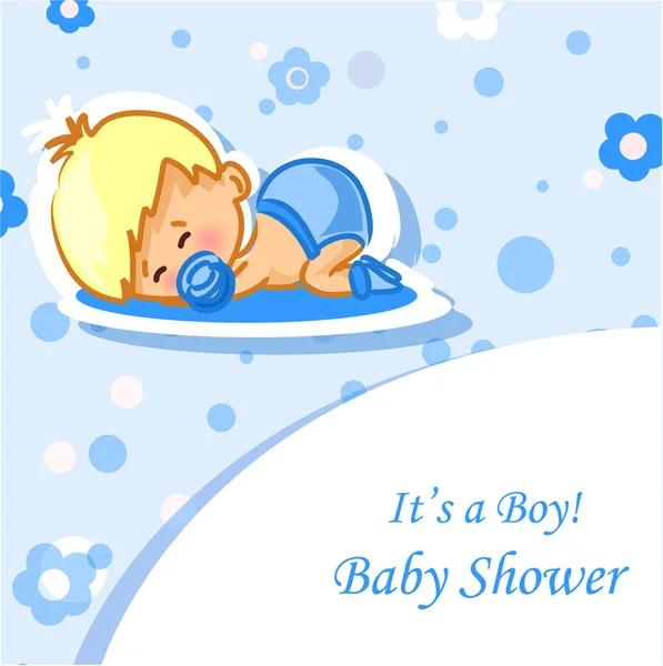 Announcement card with baby boy — Stock Vector