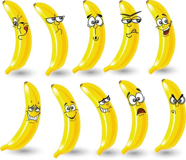 Bananas de desenhos animados com emoções —  Vetores de Stock