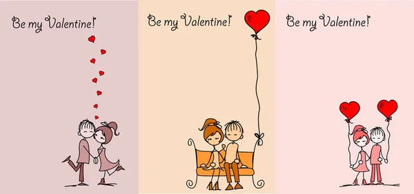 Valentine doodle chlapec a dívka, pozadí, karta — Stockový vektor
