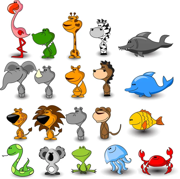 Conjunto de animais vetores de desenhos animados —  Vetores de Stock