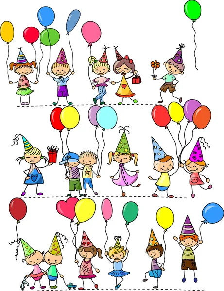 Fiesta de cumpleaños de niños divertidos — Vector de stock