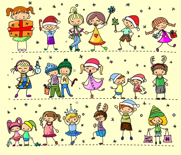 Dessin animé enfants de Noël — Image vectorielle