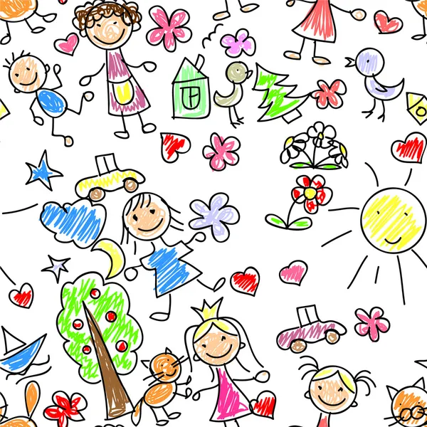 Children's drawings — Stock Vector