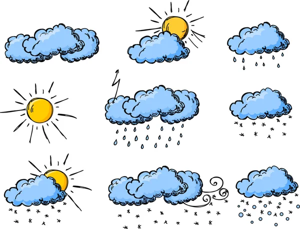Icônes de dessin à la main météo — Image vectorielle