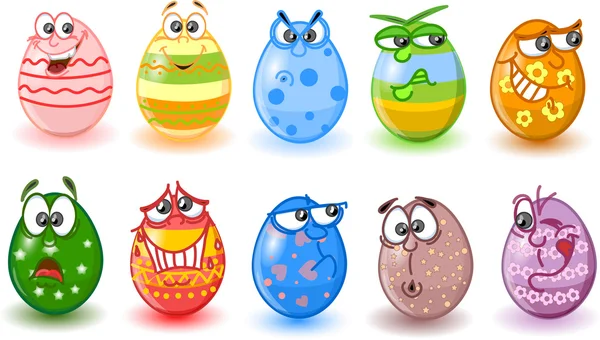 Ovos de Páscoa de desenhos animados, Páscoa feliz — Vetor de Stock