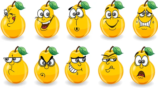 Cartoon pears with emotions — Stock Vector