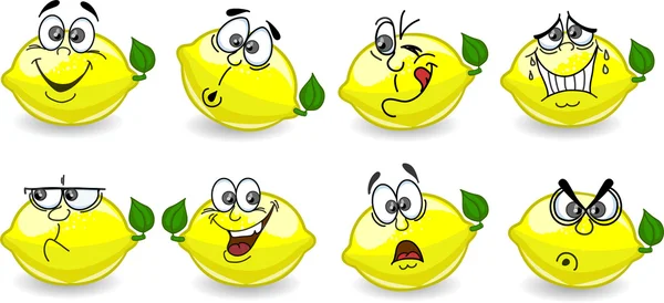 Limones de dibujos animados con emociones — Vector de stock