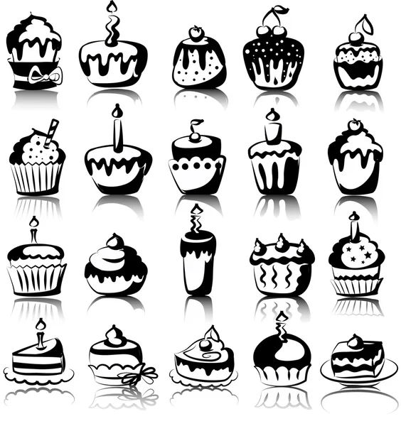 Conjunto de cupcakes vectoriales — Archivo Imágenes Vectoriales