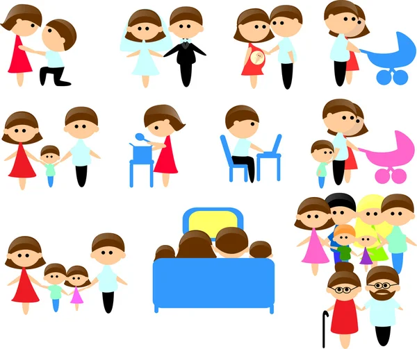 Set Family Icons — Stock Vector