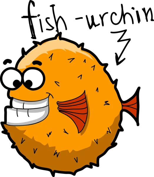 Balık urchin karikatür, vektör — Stok Vektör