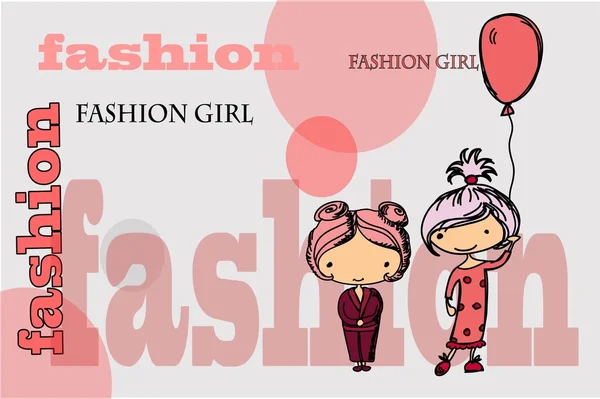 Cartoon fashionabla flickor — Stock vektor