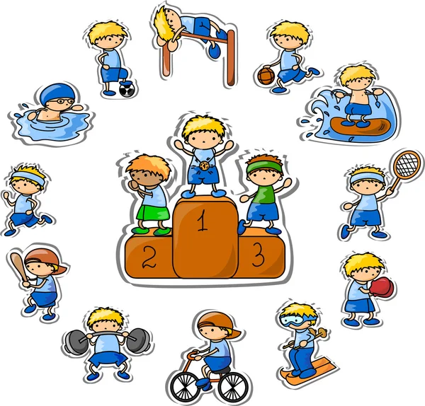 Set of vector cartoon sport icons — Stock Vector