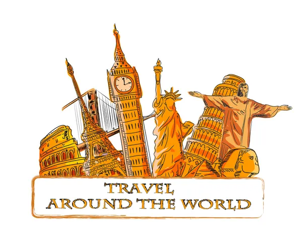 Travel around the world, background — Stock Vector