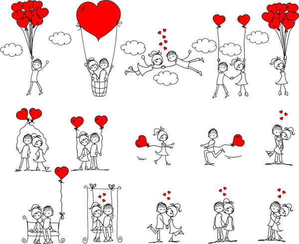 Valentine doodle boy and girl, vector Royalty Free Stock Vectors