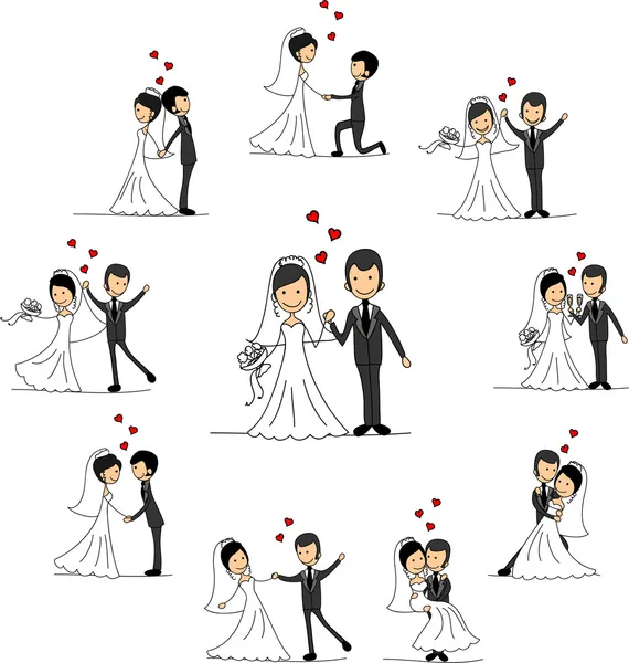 Wedding cartoon characters - the bride and groom Vector Graphics