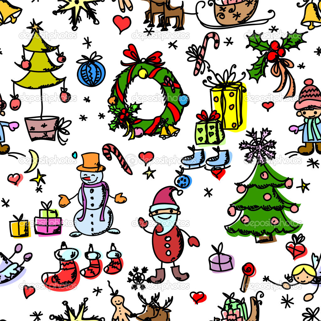 Christmas doodle pattern seamless