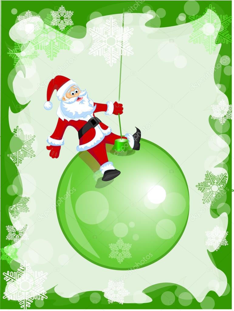 Santa Claus on green balloon