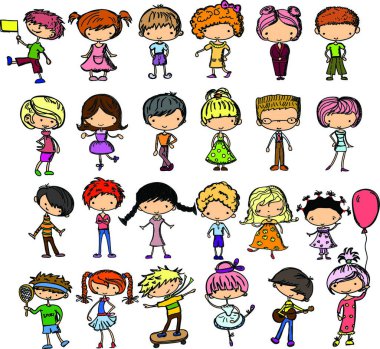 şık çocuk karikatür çizimleri